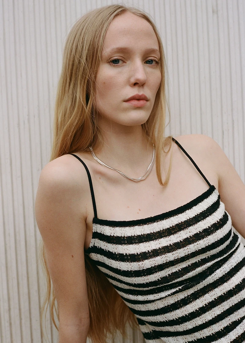 Striped knitted fitted top