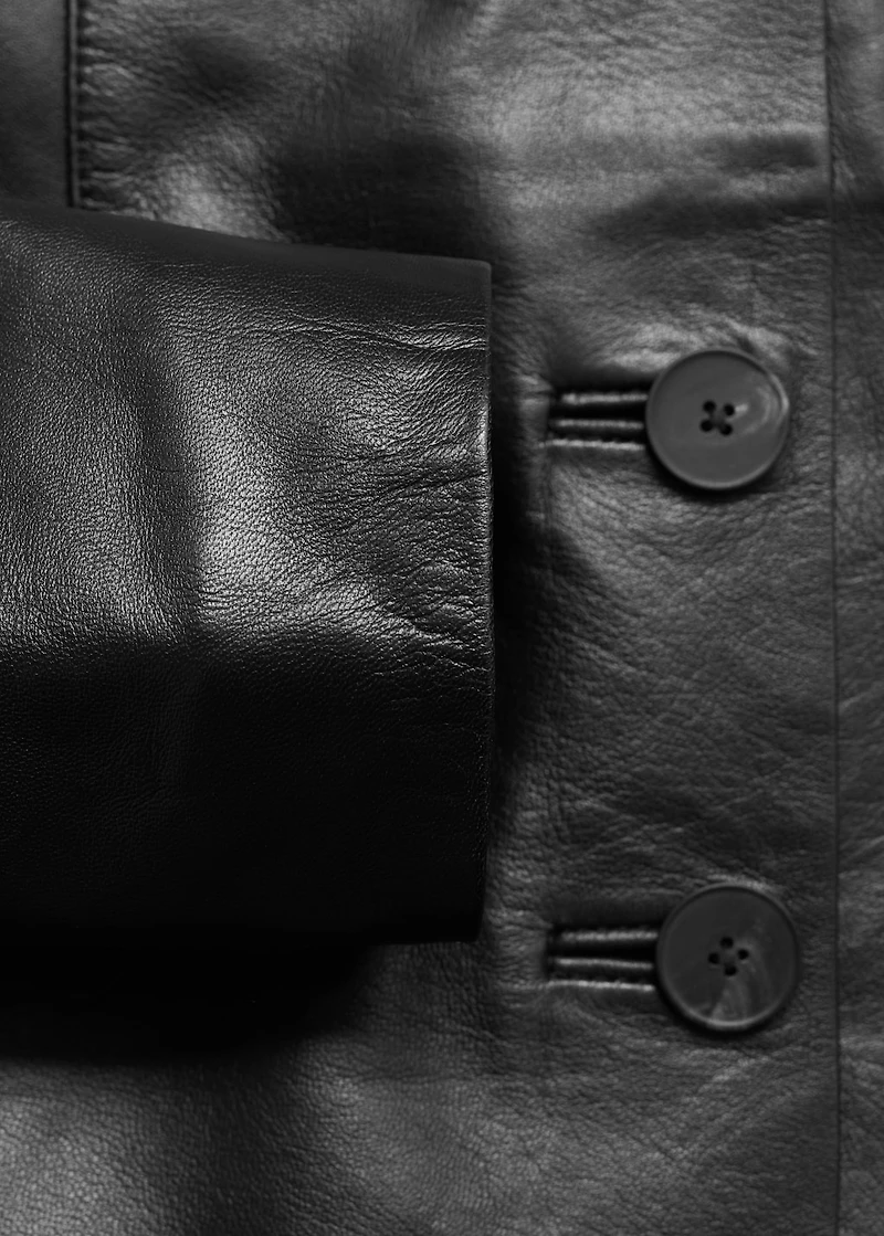 Leather jacket with flap pockets