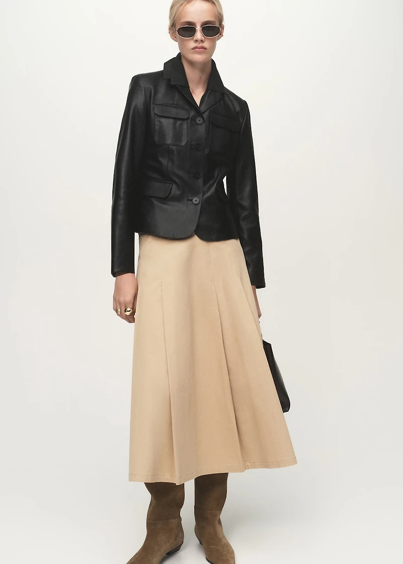 Leather jacket with flap pockets