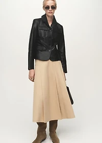 Leather jacket with flap pockets