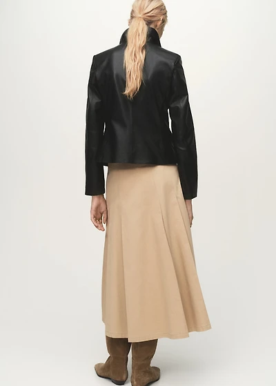 Leather jacket with flap pockets