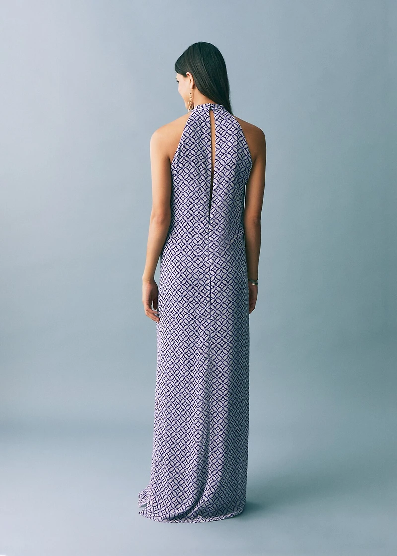 Halter-neck printed dress