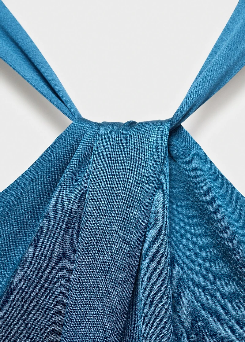 Halter-neck satin jumpsuit