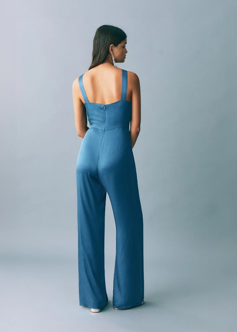 Halter-neck satin jumpsuit