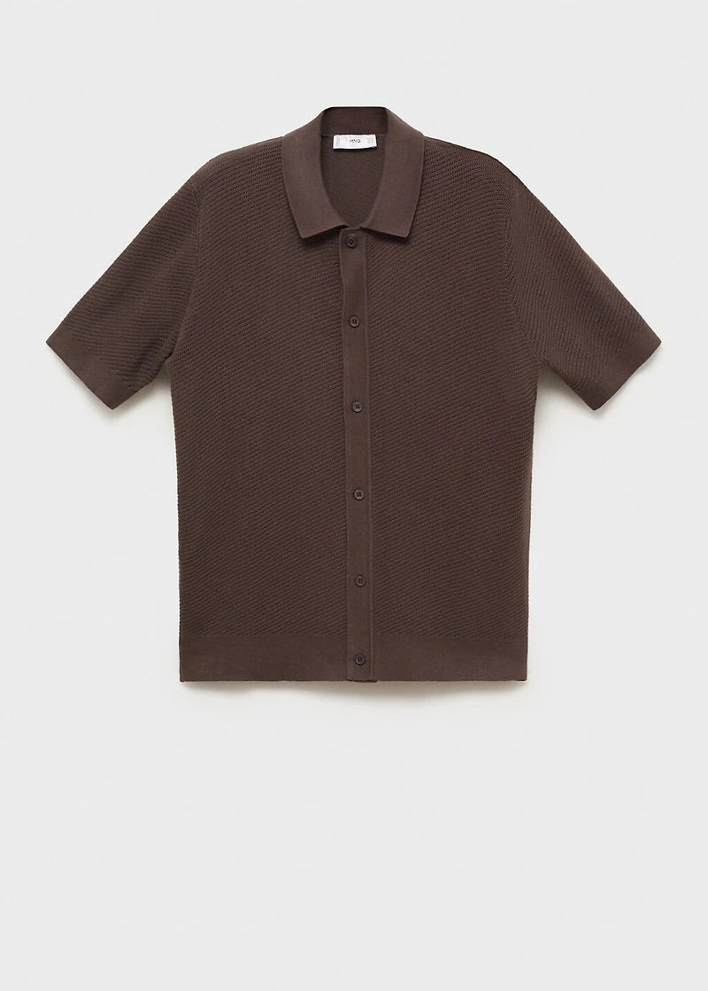 Knitted structured shirt with lace design