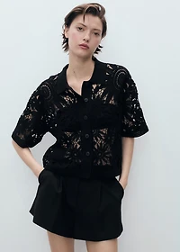 Short-sleeved crochet cardigan