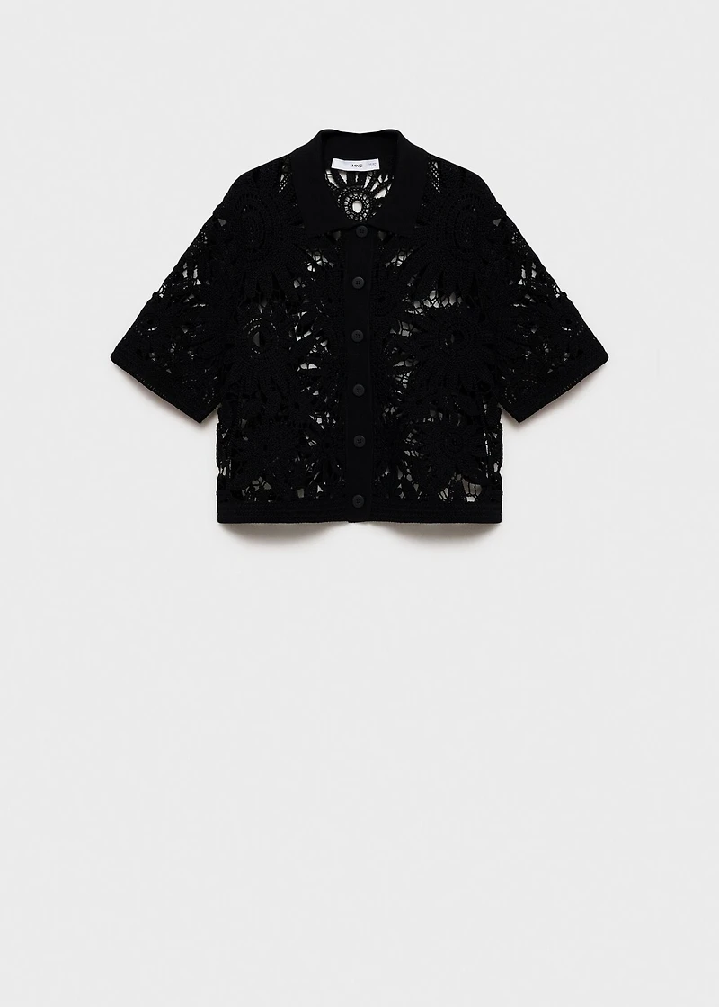 Short-sleeved crochet cardigan