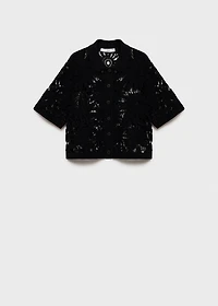 Short-sleeved crochet cardigan