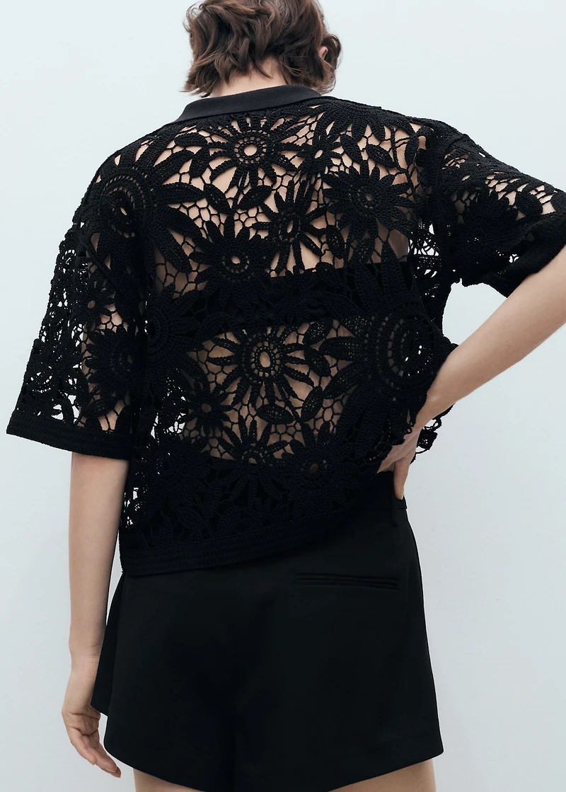 Short-sleeved crochet cardigan