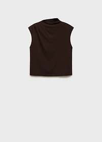 T-shirt with gathered asymmetrical neck