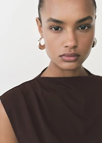 T-shirt with gathered asymmetrical neck