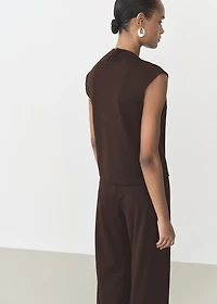 T-shirt with gathered asymmetrical neck