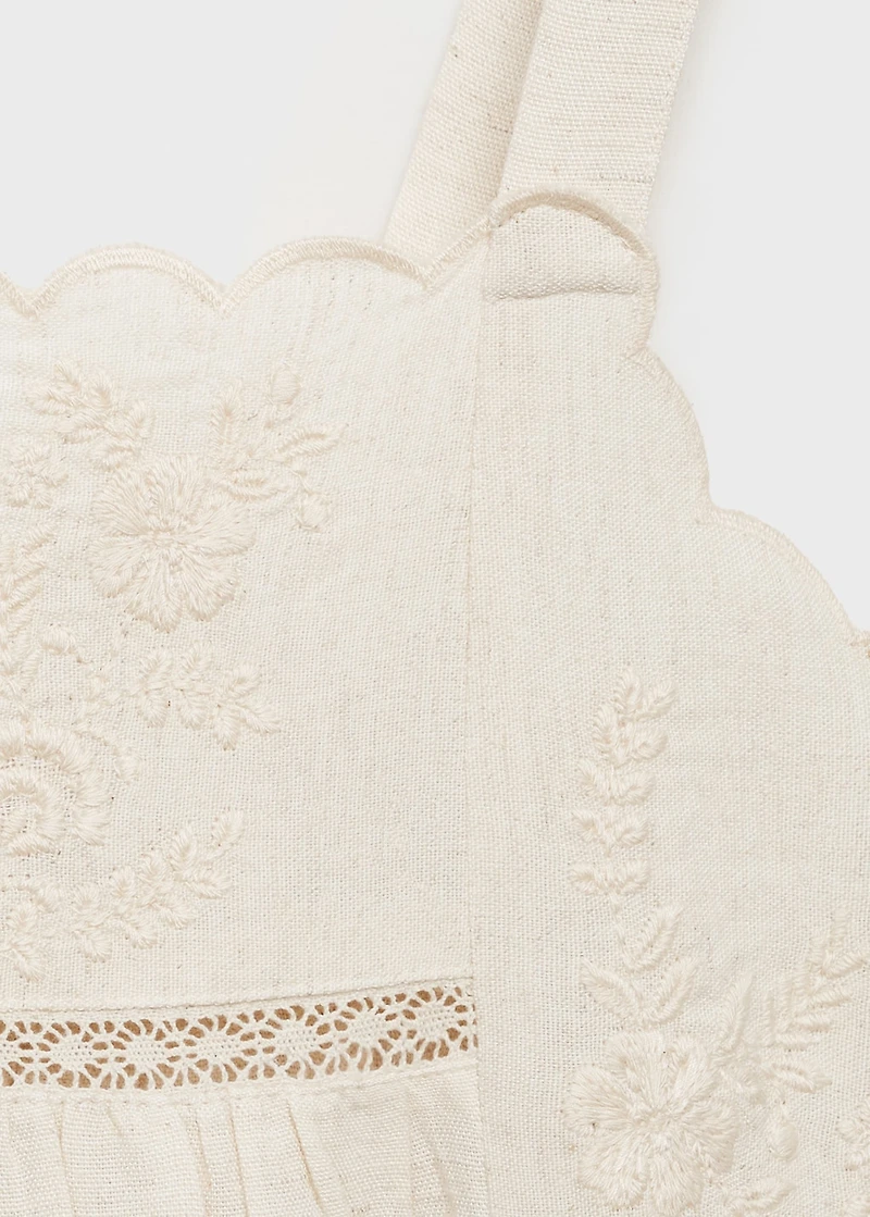 Cotton linen embroidered dress