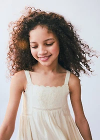 Cotton linen embroidered dress