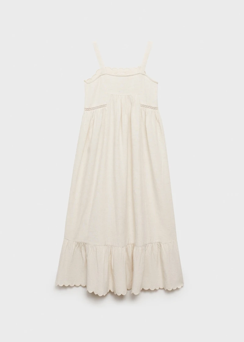 Cotton linen embroidered dress