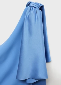 Draped satin dress with bow detail