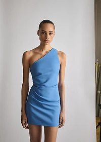 Draped satin dress with bow detail