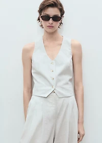 Linen-blend suit vest