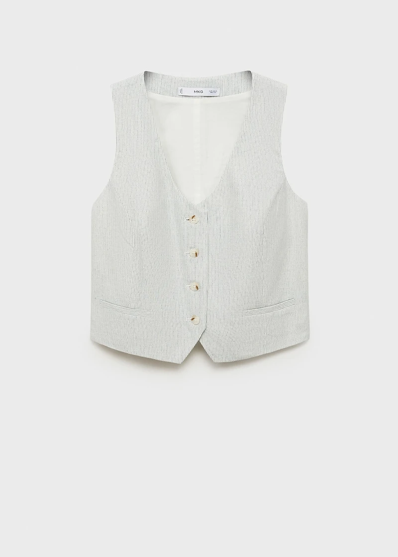 Linen-blend suit vest