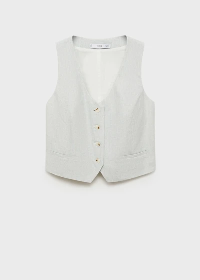 Linen-blend suit vest