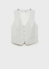 Linen-blend suit vest