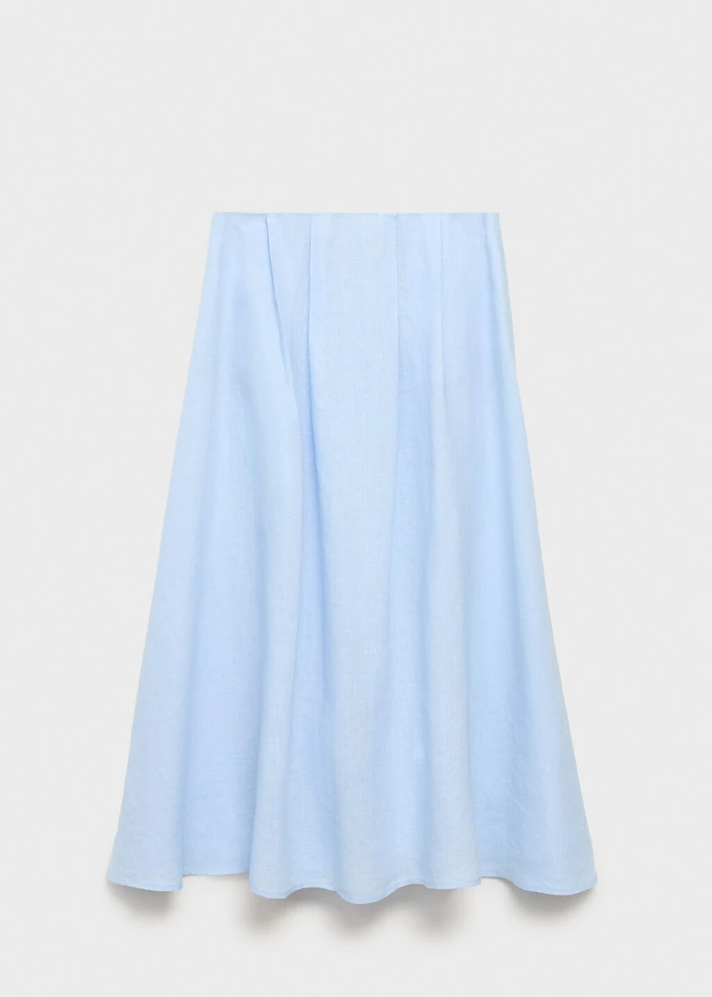 Linen skirt with pleat detail
