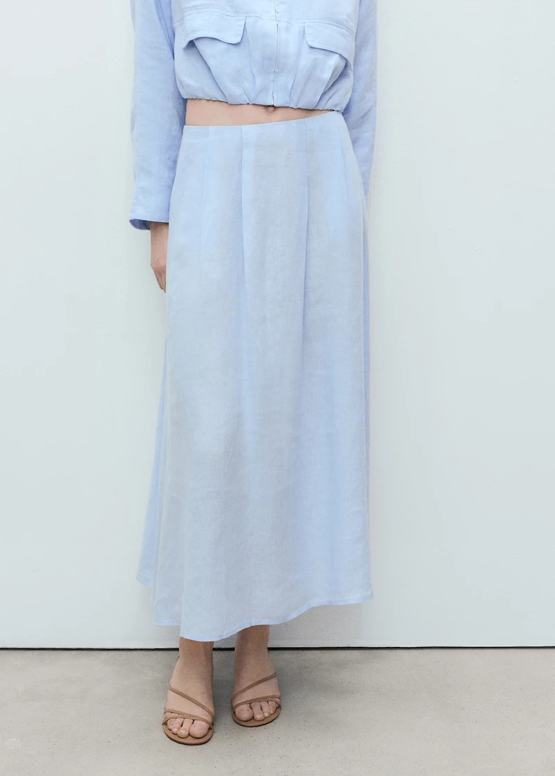 Linen skirt with pleat detail