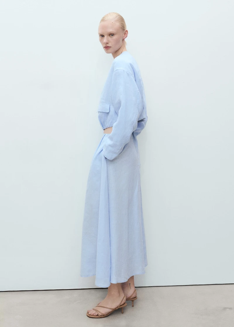 Linen skirt with pleat detail