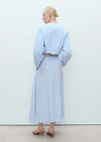 Linen skirt with pleat detail