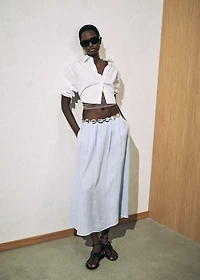 Linen skirt with pleat detail