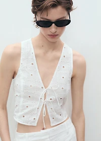 Embroidered cotton vest with bows