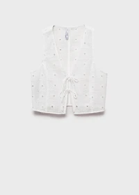Embroidered cotton vest with bows