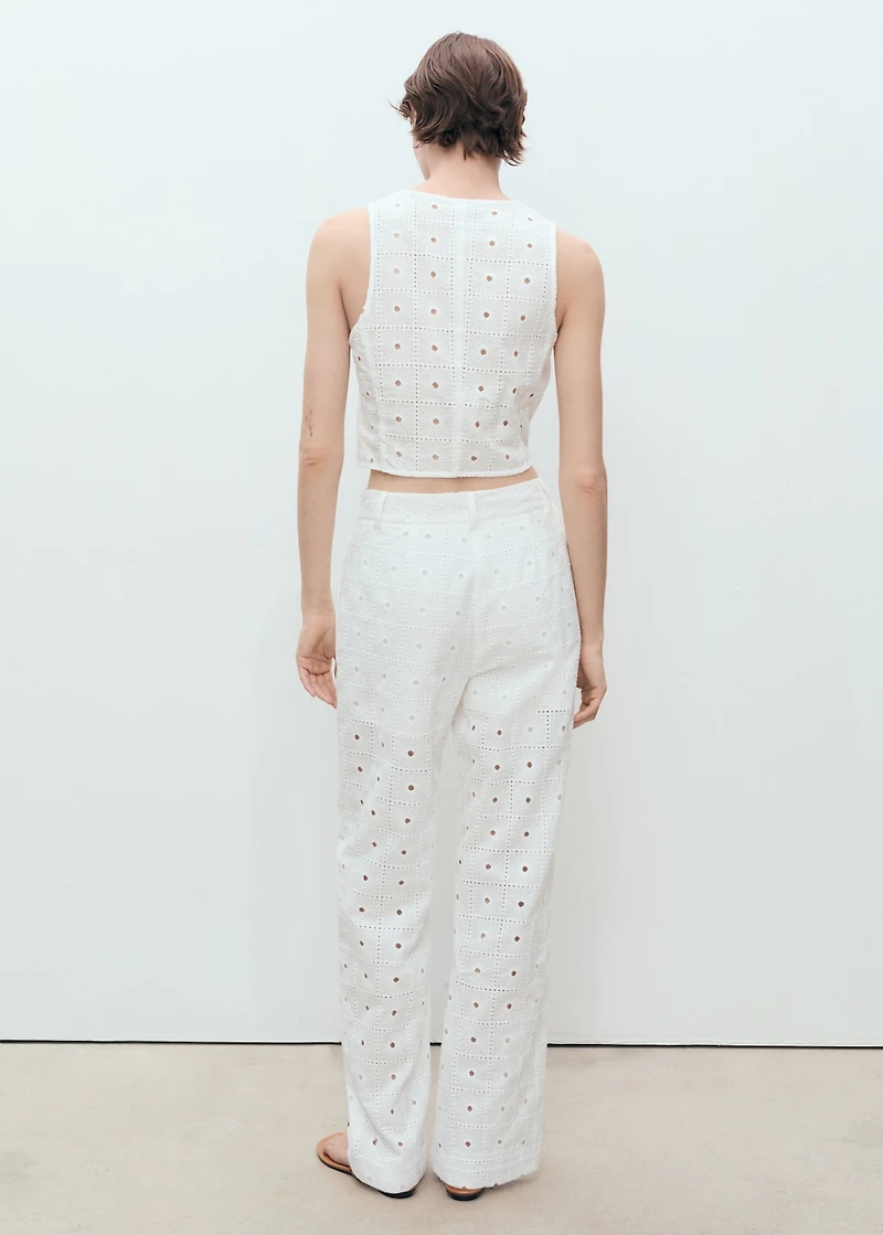 Embroidered cotton vest with bows