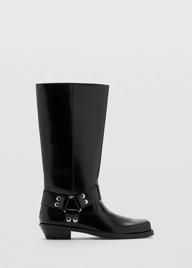 Square toe boot with metallic details