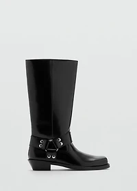 Square toe boot with metallic details
