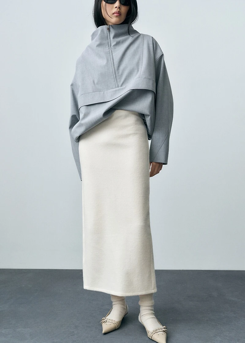 Wool-blend midi-skirt