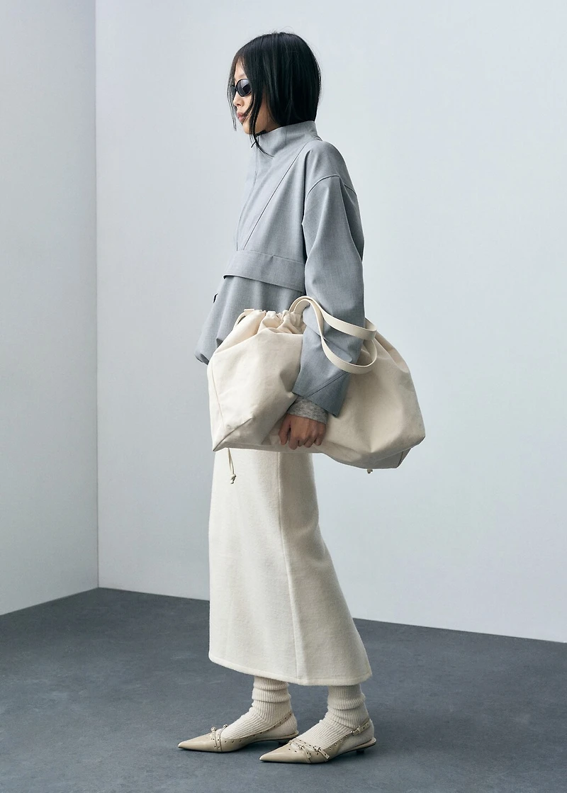 Wool-blend midi-skirt