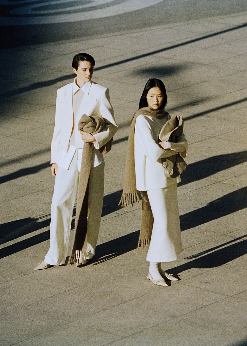 Wool-blend midi-skirt