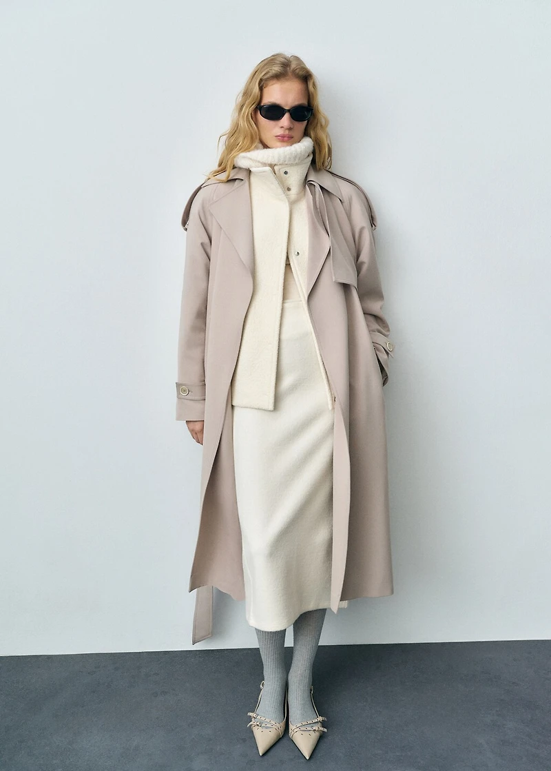 Oversized trench coat with belt