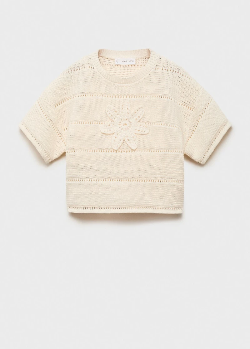 Short-sleeved crochet sweater