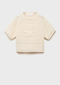 Short-sleeved crochet sweater