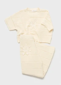 Short-sleeved crochet sweater