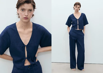 Flowy denim top with bows