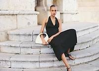 Halter neck cotton midi-dress