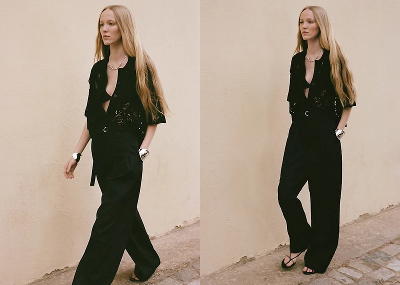 Wide leg pants with belt