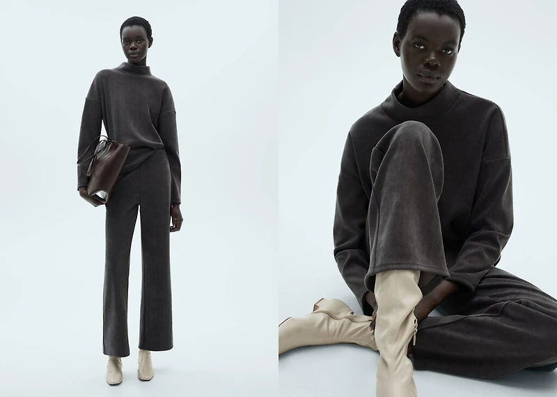 Corduroy sweatshirt with perkins neck