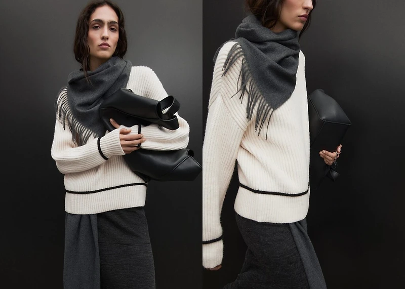 Perkins-neck sweater with contrasting details