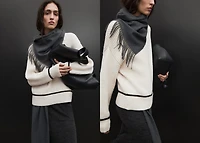 Perkins-neck sweater with contrasting details