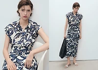 Printed cotton shirt with short sleeves