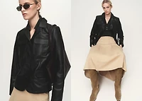 Leather jacket with flap pockets